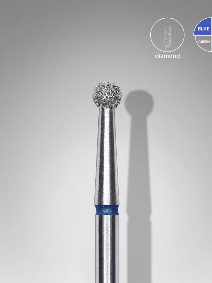 Diamond nail drill bit, “ball”, blue, head diameter 2.7 mm