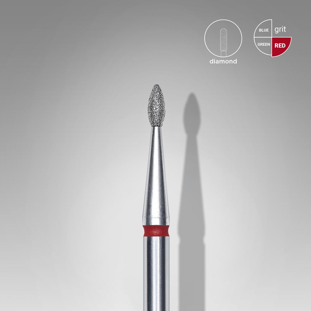 fa40r016_4_result Diamond nail drill bit, “drop” , red, head diameter 1.6 mm/ working part 4 mm - Image 1