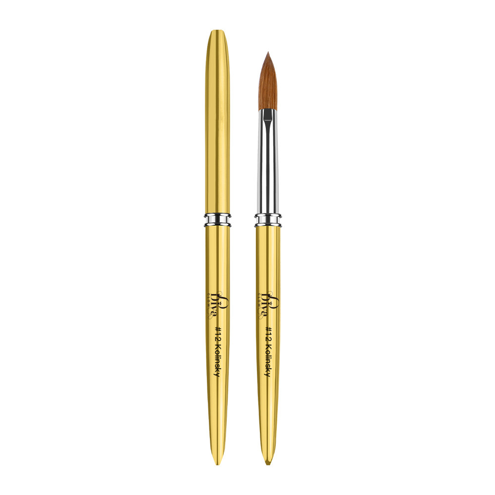 IMG_2863 DIVA GLOW Acrylic Nail Brush #12 – Gold Edition (Black Print) - Image 1